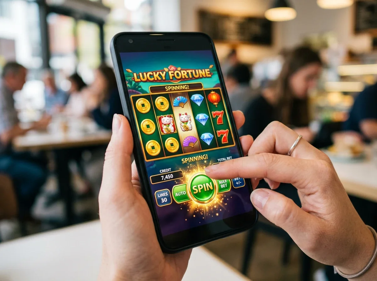 Slot-spel på touchskärm på mobil enhet