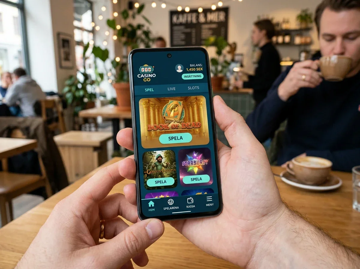 Mobiloptimerat casinogränssnitt med touchnavigering