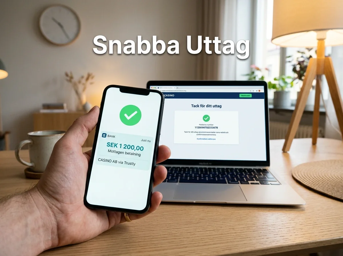 Snabba uttag casino -- utbetalning via Trustly på fem minuter