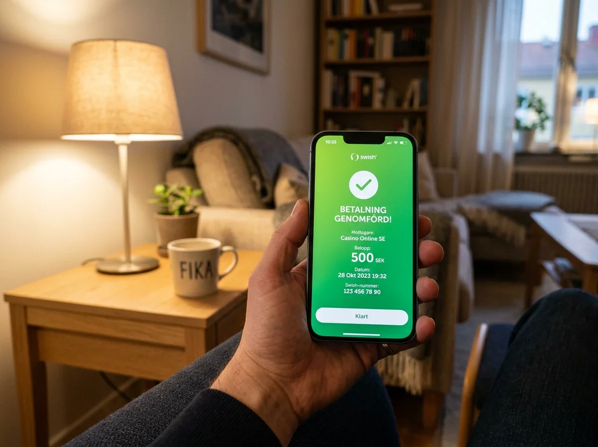 Swish-betalning på Pay N Play casino i Sverige med mobiltelefon och BankID